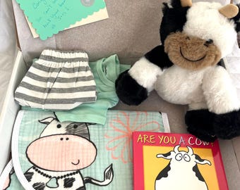 Cow Baby Gift Box | Gender Neutral Newborn Set