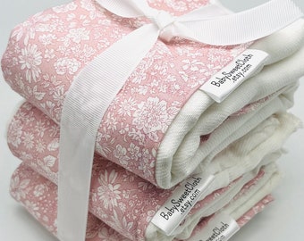 Baby Burp Cloths | Pink Burp Cloths | Floral Burp Rags | Best Seller | Pale Pink Roses | AIO cloth diaper burp cloth | vintage floral