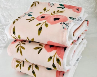 Baby Burp Cloths | Pink Burp Cloths | Floral Burp Rags | Best Seller | Pale Pink Roses Pattern | AIO cloth diaper burp cloth | Handmade