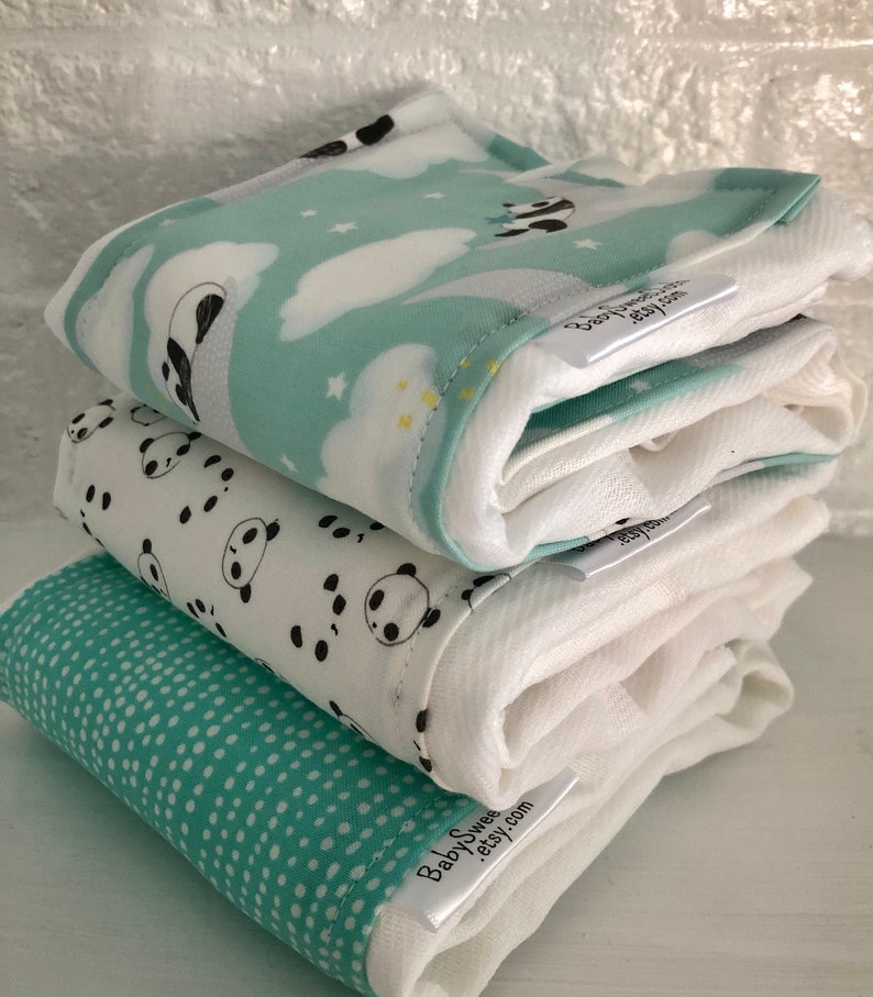 Baby Stars Burp Cloth Neutral Teal and Gray Burp Cloths AIO Cloth