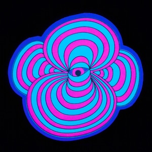 Eye Mushroom - Temporary Tattoo UV Black Light Reactive Neon Fluorescent Nature Inspired Stylized Bracket Mushroom Eye