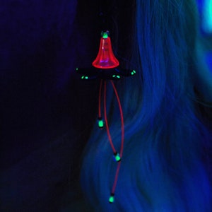 Floating Mushroom Jellyfish Earrings - UV Reactive
