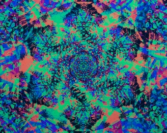 Kollide - Vibing Blacklight Poster Flower Mandala Print Trippy UV Reactive Wall Art 8x8