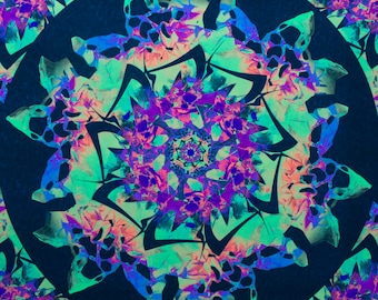 UV Reactive Flower Mandala Print – Trippy Blacklight Poster