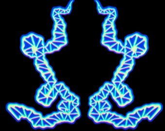 3D Mindwanderer - Temporary Tattoo UV Black Light Reactive Neon Fluorescent Rorschach Bracelet Mirrored Design
