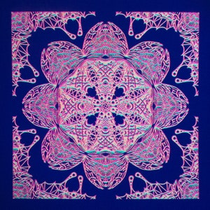 Scarab Burst 3D - Beetle Blacklight Poster Print Mandala Trippy UV Reactive Wall Art Rebirth Renewal 5x5 8x8 11x11