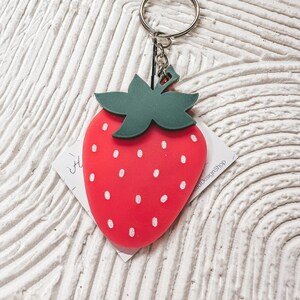 Strawberry Keychain - Pink Cute Strawberry Keychain - Backpack Charm - Back to School Gift