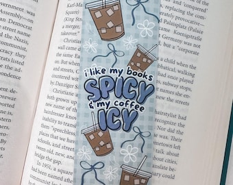 Spicy Books & Iced Coffee Bookmark - Book Lover Gift