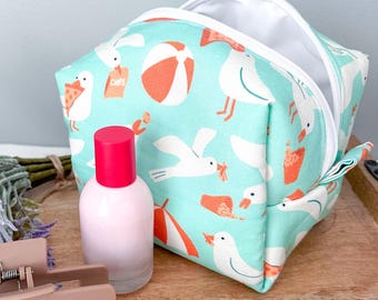 Happier Than a Seagull with a French Fry Make Up Bag - Beach Bag Accessory - Travel Bag - Cosmetic Bag - Beach Gifts - Jersey Shore Gifts