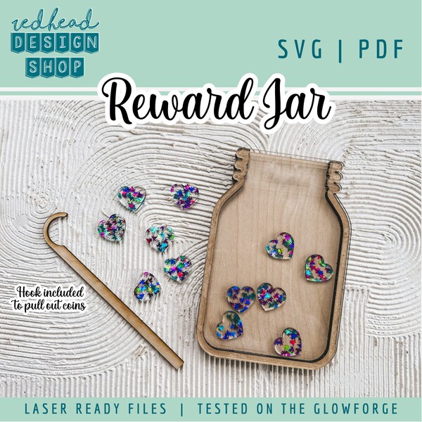 SVG - Kids Reward Jar - Reward Chart - Classroom Reward Jar - Star, Heart, & Happy Face Reward Jar - SVG Glowforge Laser File - Digital File