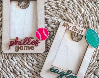 My First Game - Philadelphia Sports Frame - Fridge Magnet Frame - First Eagles Game - First Phillies Game - Small Frame