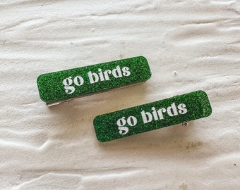 Go Birds Hair Clip - Single or Set of 2 - Philadelphia Eagles Accessories - Football Hair Clips