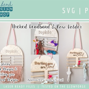 SVG - Arched Headband / Bow Holder - 4 Designs - Baby & Toddler Room Decor- SVG Glowforge Laser File - CNC Cut File - Digital Download