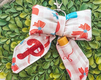Philadelphia Baseball Pink Puffy Bow Keychain - Chap stick Holder Keychain