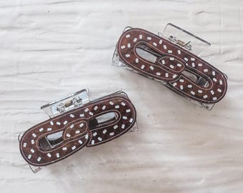 Pretzel Claw Clip - Brown Marble Acrylic - Philadelphia Accessories - Hair Clips