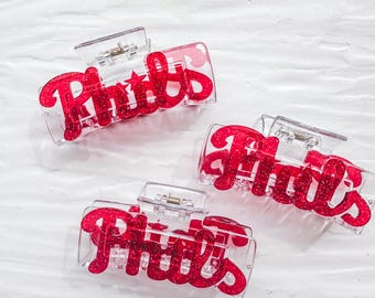 Phils Claw Hair Clip - Red October - Philadelphia Baseball Accessories - Baseball Hair Clips