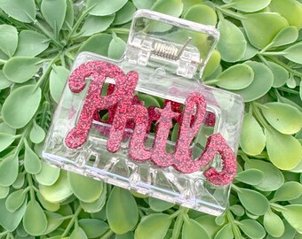 Mini Phils Claw Hair Clip - Red Glitter - Philadelphia Baseball Accessories - Baseball Hair Clips
