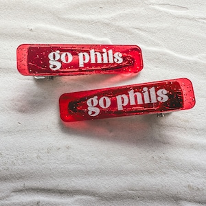 Go Phils Hair Clip - Single or Set of 2 - Philadelphia Phillies Accessories - Baseball Hair Clips