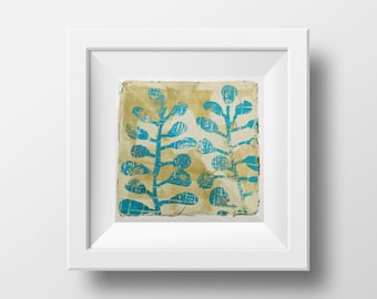 Pflanzen abstract 2 | Monoprint | Gelli Print | Geldruck - 15x15cm