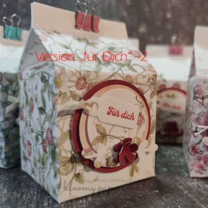 Kleine Geschenkschachtel/Mitbringseln in Milchbox-Design