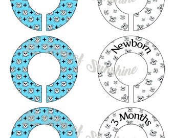 695M: Blue Skulls Baby Clothing Closet Dividers ~ Toddler Closet Organizers ~ Dark Nursery Decor ~ Biker mom Baby shower gift