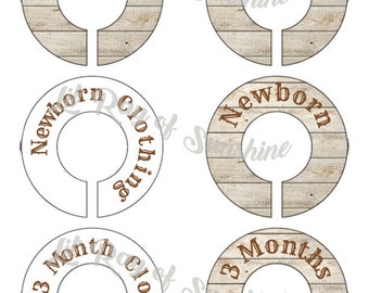 854M: Faux Wood 4 Baby Clothing Closet Dividers ~ Ready-to-hang Weekly Closet Organizers ~ Shiplap closet decor ~ Neutral Baby shower gift