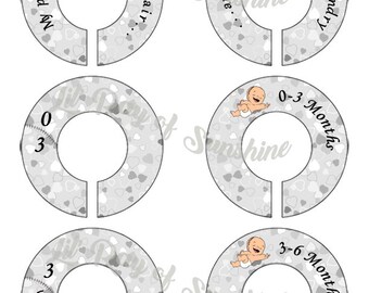 537R: Caucasian Craniosynostosis Baby Closet Dividers Baby Clothing Closet Dividers ~ Weekly Closet Organizers ~ Helmet baby