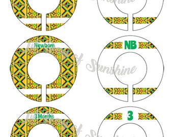 937M: African Pattern Baby Clothing Closet Dividers ~ Weekly Closet Organizers ~ Nursery Organization ~ African Print Baby shower gift