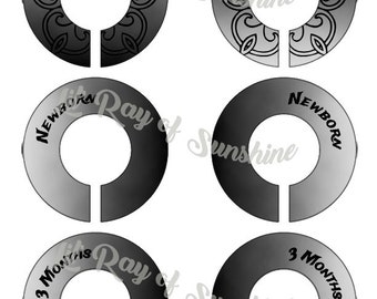 432M: Grey ombre Baby Clothing Closet Dividers ~ Weekly Closet Organizers ~ Black Nursery ~ Grey Nursery ~ Gray Nursery ~ Baby shower gift