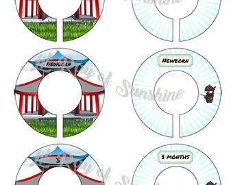 191M: Ninja Boy Baby Clothing Closet Dividers ~ Weekly Closet Organizers ~ Ninja Nursery ~ Nursery Organization ~ Baby Shower gift