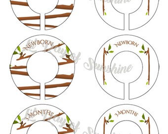 1090M: Little Twigs Baby Clothing Closet Dividers ~ Weekly Closet Organizers ~ Woodland Nursery ~ Nursery Organization ~ Baby shower gift