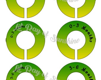 430R: Green & Yellow ombre Baby Clothing Closet Dividers ~ Weekly Closet Organizers ~ Nursery Organization ~ Colorful Baby shower present