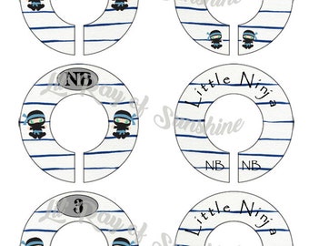 197M: Green Ninja boy Baby Clothing Closet Dividers ~ Ninja Toddler Closet Organizer ~ Ninja Nursery ~ Nursery Decoration ~ Baby Shower gift