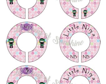 194M: Blond Ninja girl Baby Clothing Closet Dividers ~ Mon-Fri Closet Organizers ~ Nursery Organization ~ Baby Shower gift ~ Girl's closet