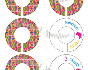 935M: African Pattern (My Royal Attire) Baby Clothing Closet Dividers ~ Weekly Closet Organizers ~ African Nursery ~ Baby's Room ~ Baby gift