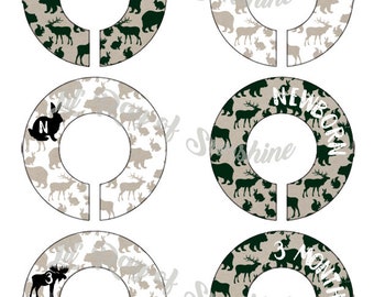 1093M: Woodland Friends Baby Clothing Closet Dividers ~ Gender neutral closet and nursery decor ~ Montana baby ~ Wyoming baby ~ Alaska baby