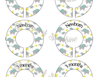 460M: Karen's Teal Elephant Baby Clothing Closet Dividers ~ Nursery Organization ~ Elephant Nursery ~ Nursery Organization ~ Baby girl