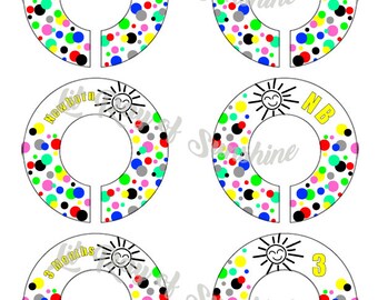 105M: B&W Sun Baby Clothing Closet Dividers ~ Weekly Closet Organizers ~ Sunshine Nursery ~ Nursery Organization ~ Fun Baby Shower gift