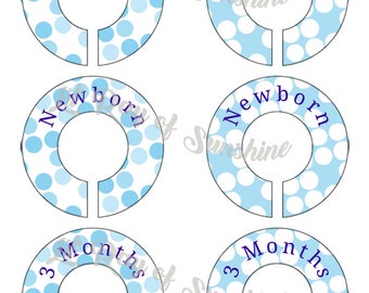 429M: Blue Dots Baby Clothing Closet Dividers ~ Weekly Closet Organizers ~ Blue and White Nursery ~ Nursery Decor ~ Baby shower gift