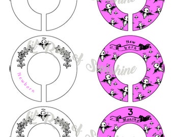 692M: My Dark Angel (on pink) Baby Clothing Closet Dividers ~ Weekly Closet Organizers ~ Goth Nursery ~ Goth girl Baby shower gift