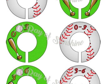 861R: Baseball Baby Clothing Closet Dividers ~ Toddler Closet Organization ~ Sport Nursery ~ Nursery Organization ~ Little Slugger Baby gift