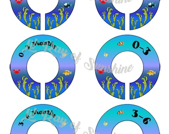 210R: Under the Sea Baby Clothing Closet Dividers ~ Weekly Closet Organizers ~ Ocean Nursery ~ Nursery Organization ~ Baby shower gift