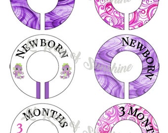 520M: Purple Baby Dragon Baby Clothing Closet Dividers ~ Toddler Closet Organizers ~ Goth Nursery ~ Dragon themed room ~ Purple Dragon Gift