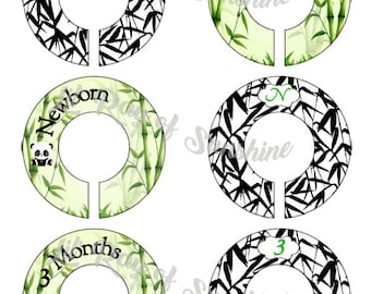 463M: Pandas & Baboo Baby Clothing Closet Dividers ~ Weekly Closet Organizers ~ Panda Nursery ~ Gender Neutral Baby shower gift