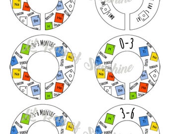 663R: It's Elemental Baby Clothing Closet Dividers ~ Weekly Closet Organizers ~ STEM Nursery ~ Nursery Organization ~ Baby Shower gift