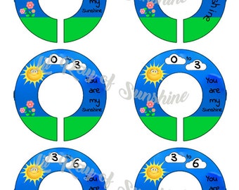 101R: You Are My Sunshine (Fluffy clouds) Baby Clothing Closet Dividers ~ Weekly Closet Organizers ~ Nursery Organization ~ Baby Shower gift