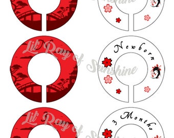 198M: Cherry Blossoms and Pagoda Baby Clothing Closet Dividers ~ Weekly Closet Organizers ~ Nursery Organization ~ Japanese Baby Shower gift