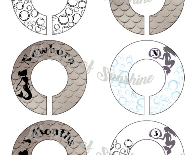 Featured listing image: 983M: Modern Mermaid Baby Clothing Closet Dividers ~ Weekly Clothing Organizers ~ Mermaid Baby Ideas ~ Sophisticated ~ I Love Mermaids