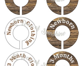 852M: Faux wood Baby Clothing Closet Dividers ~ Weekly Closet Organizers ~ Faux wood closet decor ~ Baby Organization ~ Baby shower gift