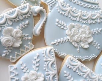 Tea Party Cookies: Royal Icing Teapot  and Teacups
